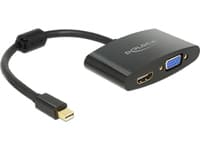 Delock - Video adapter - DisplayPort (hann) til HD-15 (VGA), HDMI (hunn) - 18 cm - svart