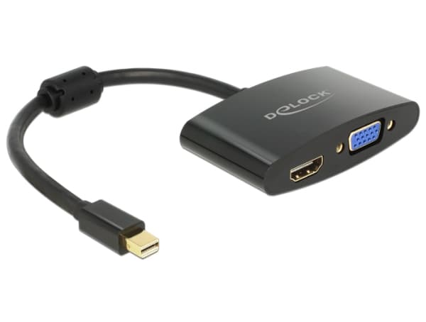 Delock - Video adapter - DisplayPort (hann) til HD-15 (VGA), HDMI (hunn) - 18 cm - svart