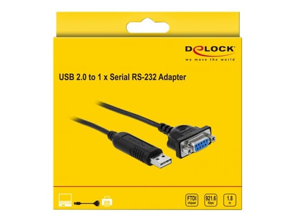 Delock - Seriell kabel - USB (hane) till DB-9 (hona) - 1.8 m - svart