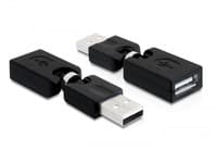Delock Rotation adapter - USB-adapter - USB (hane) till USB (hona) - USB 2.0 - 6.5 cm - svart