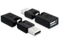 Delock Rotation adapter - USB-adapter - USB (hane) till USB (hona) - USB 2.0 - 6.5 cm - svart