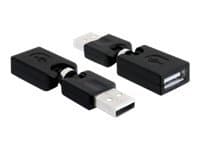 Delock Rotation adapter - USB-adapter - USB (hane) till USB (hona) - USB 2.0 - 6.5 cm - svart