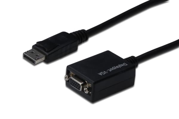 ASSMANN - DisplayPort-adapter - DisplayPort (hann) til HD-15 (VGA) (hunn) - 15 cm - formstøpt - svart
