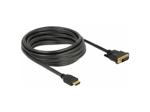 Delock - Adapterkabel - DVI-D hann til HDMI hann - 5 m - trippel beskyttelse - svart - tommelskruer