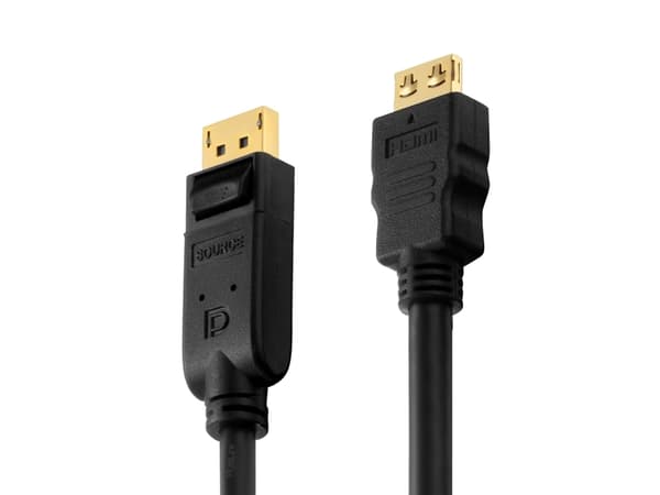 Purelink PureInstall PI5100 - Adapterkabel - DisplayPort hann til HDMI hann - 7.5 m - trippel beskyttelse - svart - rund