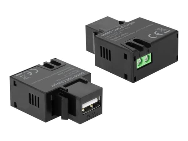 Delock Keystone-modul - Modulær innsats - USB-lading - svart