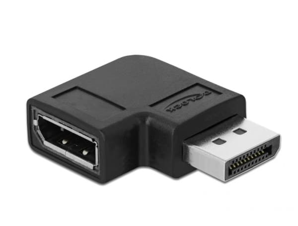 Delock - DisplayPort-adapter - DisplayPort (hane) högervinklad till DisplayPort (hona) - DisplayPort 1.4 - 3.3 V - 8K UHD-stöd (7680 x 4320) - svart