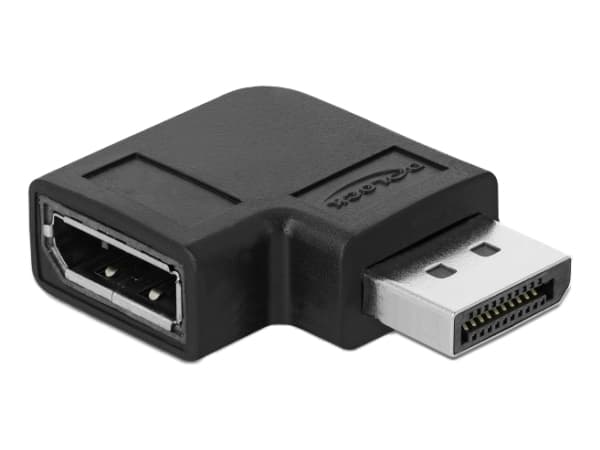 Delock - DisplayPort-adapter - DisplayPort (hane) högervinklad till DisplayPort (hona) - DisplayPort 1.4 - 3.3 V - 8K UHD-stöd (7680 x 4320) - svart