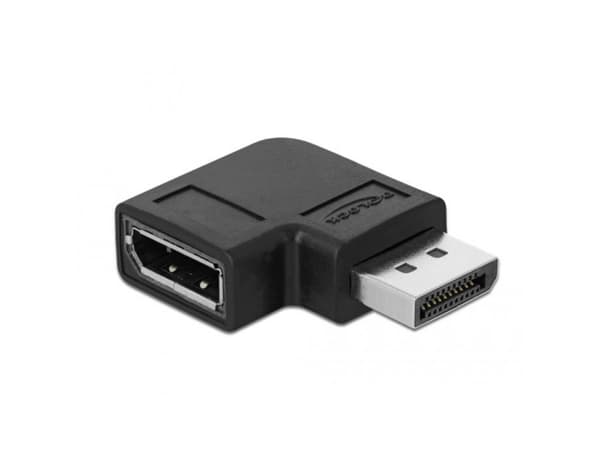 Delock - DisplayPort-adapter - DisplayPort (hane) högervinklad till DisplayPort (hona) - DisplayPort 1.4 - 3.3 V - 8K UHD-stöd (7680 x 4320) - svart