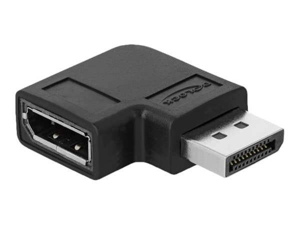 Delock - DisplayPort-adapter - DisplayPort (hane) högervinklad till DisplayPort (hona) - DisplayPort 1.4 - 3.3 V - 8K UHD-stöd (7680 x 4320) - svart