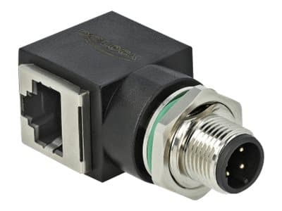 Delock - Nettverksadapter - 4-pins M12 (hann) rett til RJ-45 (hunn) vinklet - CAT 5e - svart