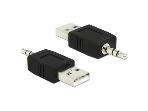 Delock - Ladeadapter - USB hann til mini-phone stereo 3.5 mm hann - svart