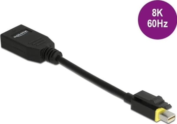 Delock - DisplayPort-adapter - Mini DisplayPort (hann) låst til DisplayPort (hunn) - DisplayPort 1.4 - 15 cm - halogenfri, 8K-støtte - svart