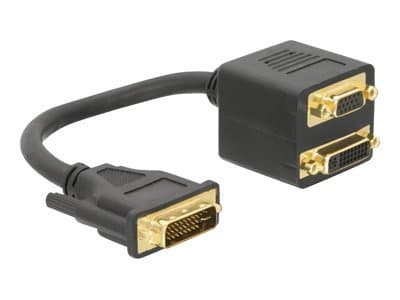 Delock - VGA-adapter - DVI-I (hann) til HD-15 (VGA), DVI-I (hunn) - 20 cm