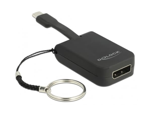 Delock - Videokort - 24 pin USB-C (hane) till DisplayPort (hane) - DisplayPort 1.2 - 3 cm - stöd för 4K - svart