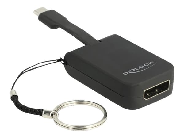Delock - Videokort - 24 pin USB-C (hane) till DisplayPort (hane) - DisplayPort 1.2 - 3 cm - stöd för 4K - svart