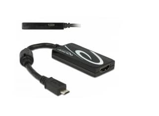 Delock - Adapter för video / ljud - 5 pin Micro-USB (MHL) hane till HDMI, Mikro-USB typ B (endast ström) hona - 20 cm - svart - stöd för 4K