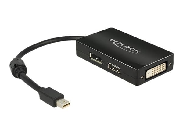 Delock - DisplayPort-adapter - Mini DisplayPort (hane) till DVI-D, HDMI, DisplayPort (hona) - 16 cm - svart