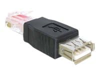 Delock - USB-adapter - RJ-45 (hane) till USB (hona) - svart