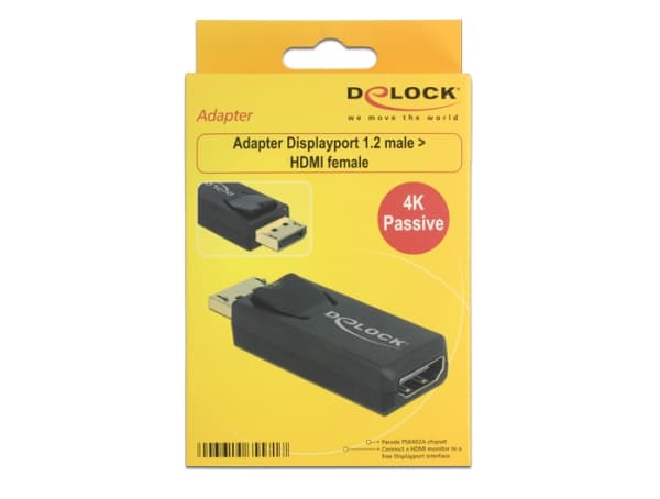 Delock 4K Passive - Video adapter - DisplayPort hann til HDMI hunn - svart - 4K-støtte