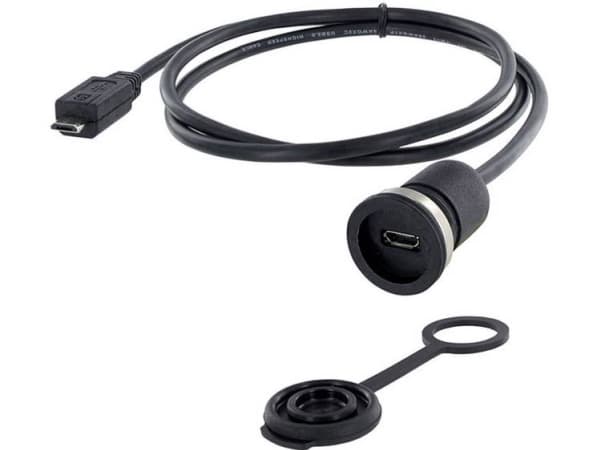USB 2.0-bøsning mikro-B Chassistilslutning, indbygning M16 encitech Indhold: 1 stk