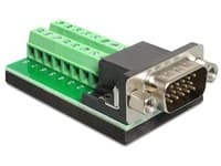 DeLOCK 65424, VGA, 16p, Sort, Grønn, Sølv