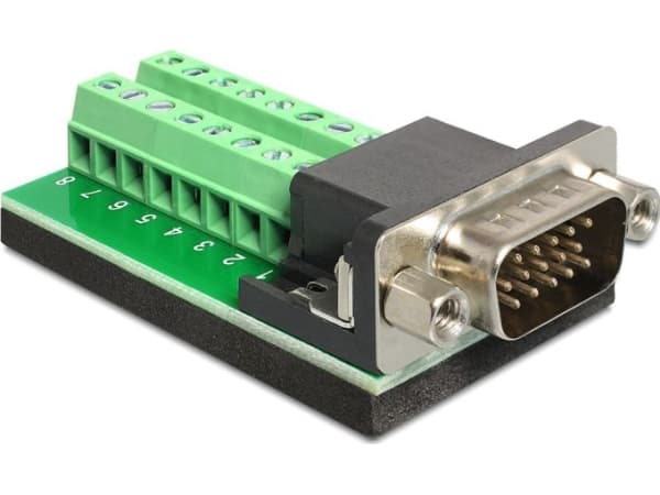 DeLOCK 65424, VGA, 16p, Sort, Grønn, Sølv