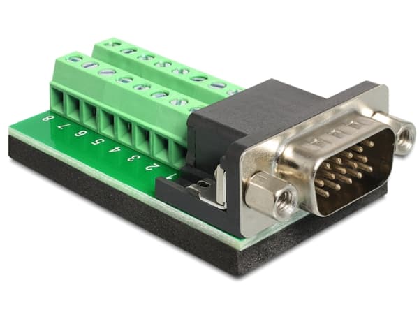 DeLOCK 65424, VGA, 16p, Sort, Grønn, Sølv