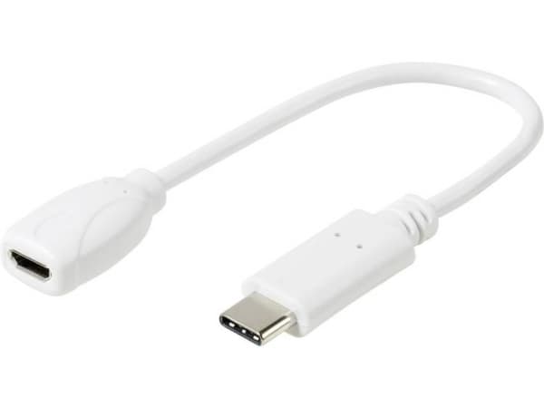 Vivanco Adapter USB Type-C, USB C, micro USB, 0,1 m, Hvit