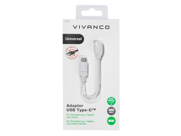 Vivanco Adapter USB Type-C, USB C, micro USB, 0,1 m, Hvit
