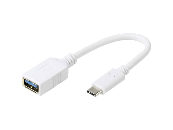 Vivanco DCAVVUSBC30A02W, 0,1 m, USB A, USB C, USB 3.2 Gen 1 (3.1 Gen 1), 5 Gbit/s, Vit