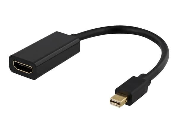 DELTACO DP-HDMI45 - Video adapter - Mini DisplayPort hann til HDMI hunn - 20 cm - svart - 4K-støtte