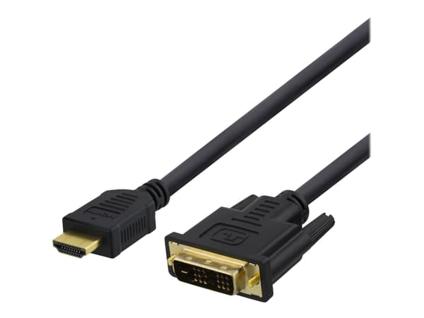 DELTACO HDMI-113D - Adapterkabel - HDMI hann til DVI hann - 3 m - svart - 1080p-støtte