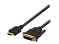 Miniatyrbilde 1 av 5: DELTACO HDMI-113D - Adapterkabel - HDMI hann til DVI hann - 3 m - svart - 1080p-støtte