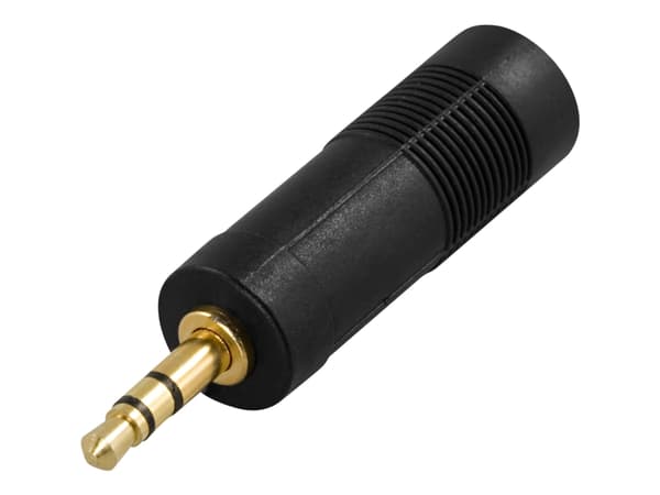 DELTACO - Audioadapter - mini-phone stereo 3.5 mm hann til stereojakk hunn - svart