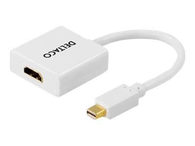 DELTACO DP-HDMI2 - Videoadapter - Mini DisplayPort hane till HDMI hona - 18 cm - vit
