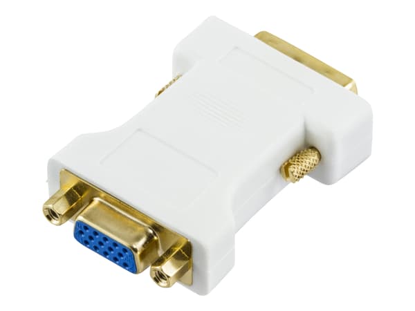 DELTACO DVI-4A - VGA-adapter - DVI-A (hann) til HD-15 (VGA) (hunn) - hvit