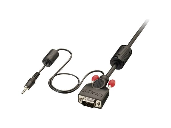 Lindy 37301, 5 m, VGA (D-Sub) + 3.5mm, VGA (D-Sub) + 3.5mm, Svart, Hane/Hane, 1 styck