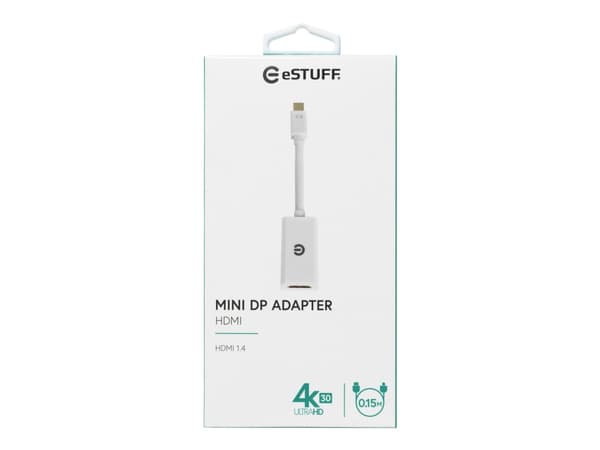 eSTUFF - Video adapter - Mini DisplayPort hann til HDMI hunn - 15 cm - hvit