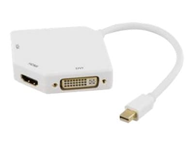DELTACO DP-MULTI2 - Video adapter - Mini DisplayPort hann til HD-15 (VGA), DVI-I, HDMI hunn - 25 cm - hvit