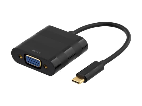 DELTACO USBC-1098 - Ekstern videoadapter - USB-C - VGA - svart