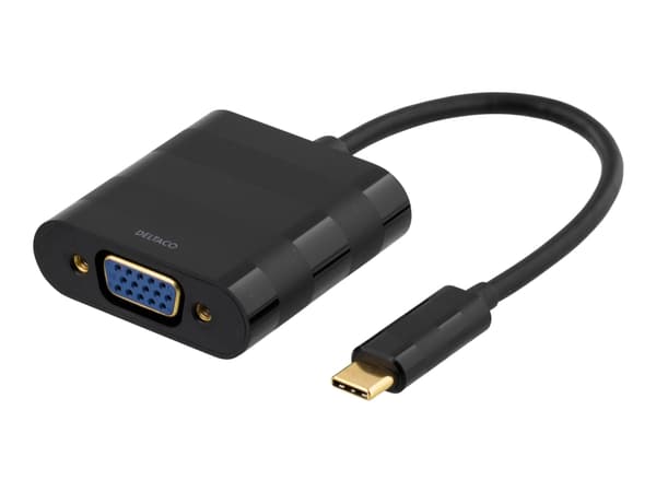 DELTACO USBC-1098 - Ekstern videoadapter - USB-C - VGA - svart