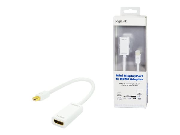 LogiLink - Video adapter - Mini DisplayPort hann til HDMI hunn - 10 cm - hvit
