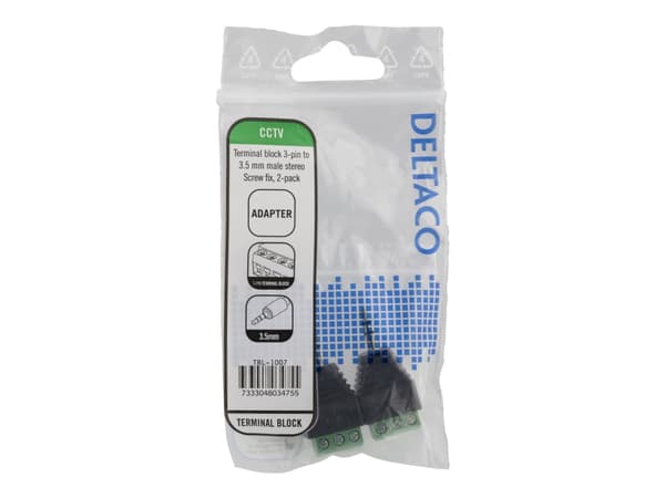 DELTACO TBL-1007 - Ääniliitin - 3-nastainen liitin stereo-minijakkiin (uros) - musta (2 kpl)