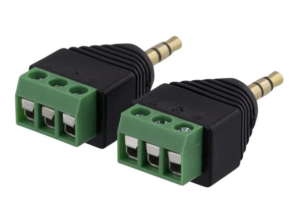 DELTACO TBL-1007 - Ääniliitin - 3-nastainen liitin stereo-minijakkiin (uros) - musta (2 kpl)