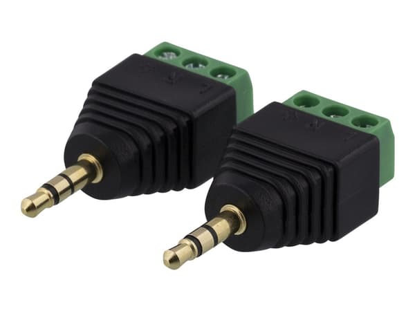DELTACO TBL-1007 - Ääniliitin - 3-nastainen liitin stereo-minijakkiin (uros) - musta (2 kpl)