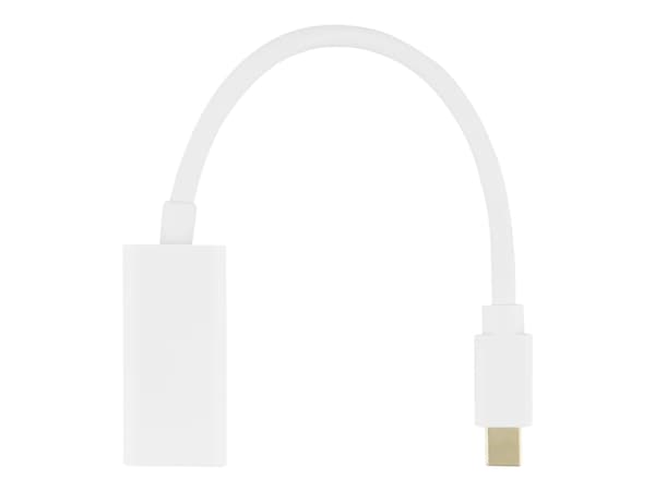 DELTACO DP-HDMI46 - Video adapter - Mini DisplayPort hann til HDMI hunn - 20 cm - hvit - 4K-støtte