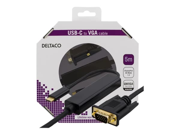 DELTACO USBC-1089-K - Ekstern videoadapter - USB-C - VGA