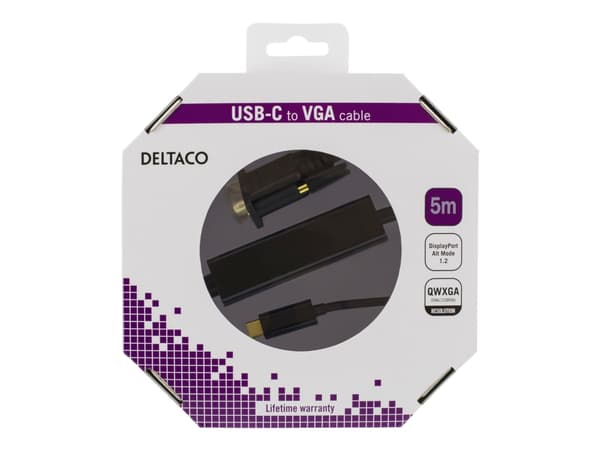 DELTACO USBC-1089-K - Ekstern videoadapter - USB-C - VGA