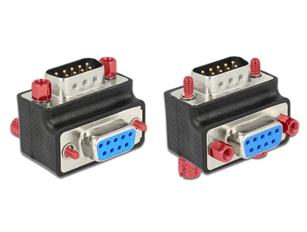 Delock - Seriell adapter - DB-9 (hona) till DB-9 (hane) - 90° kontakt, tumskruvar - svart
